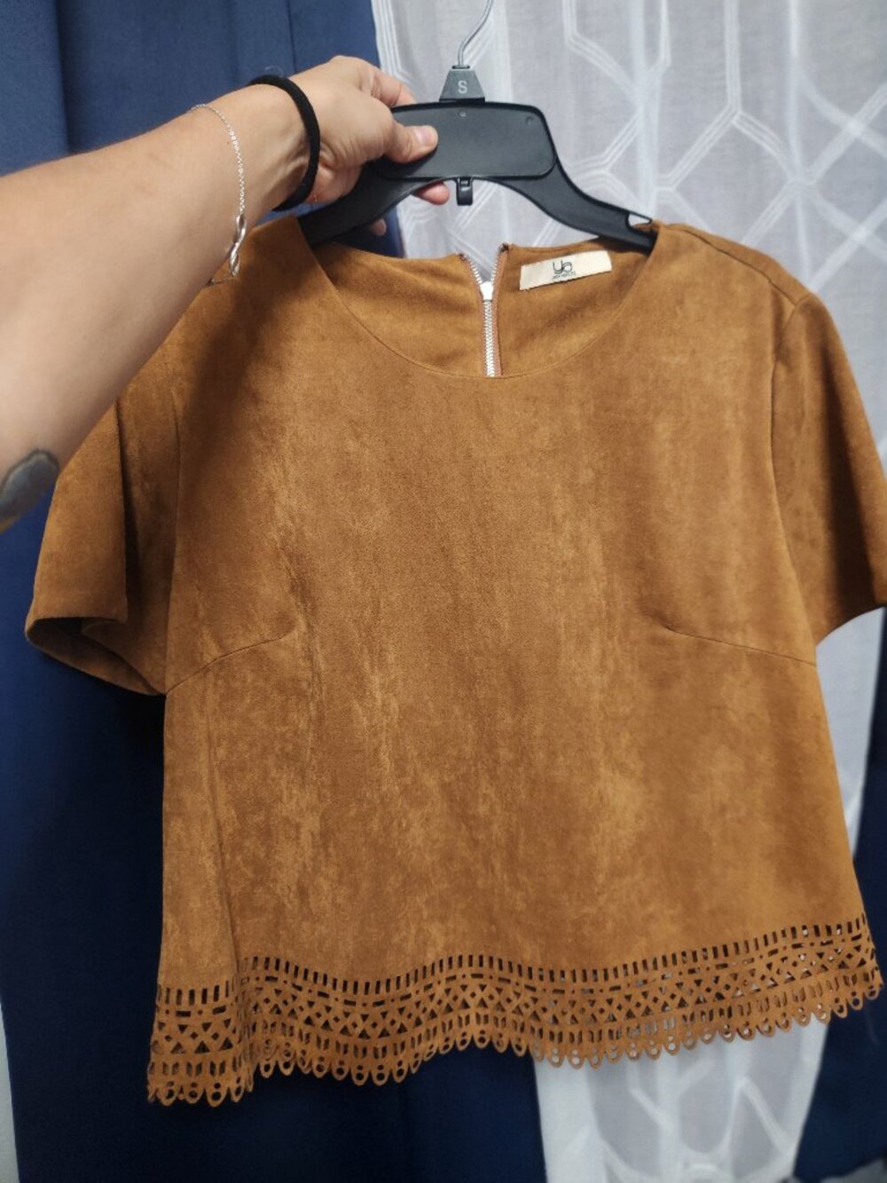 Brown Suede like blouse